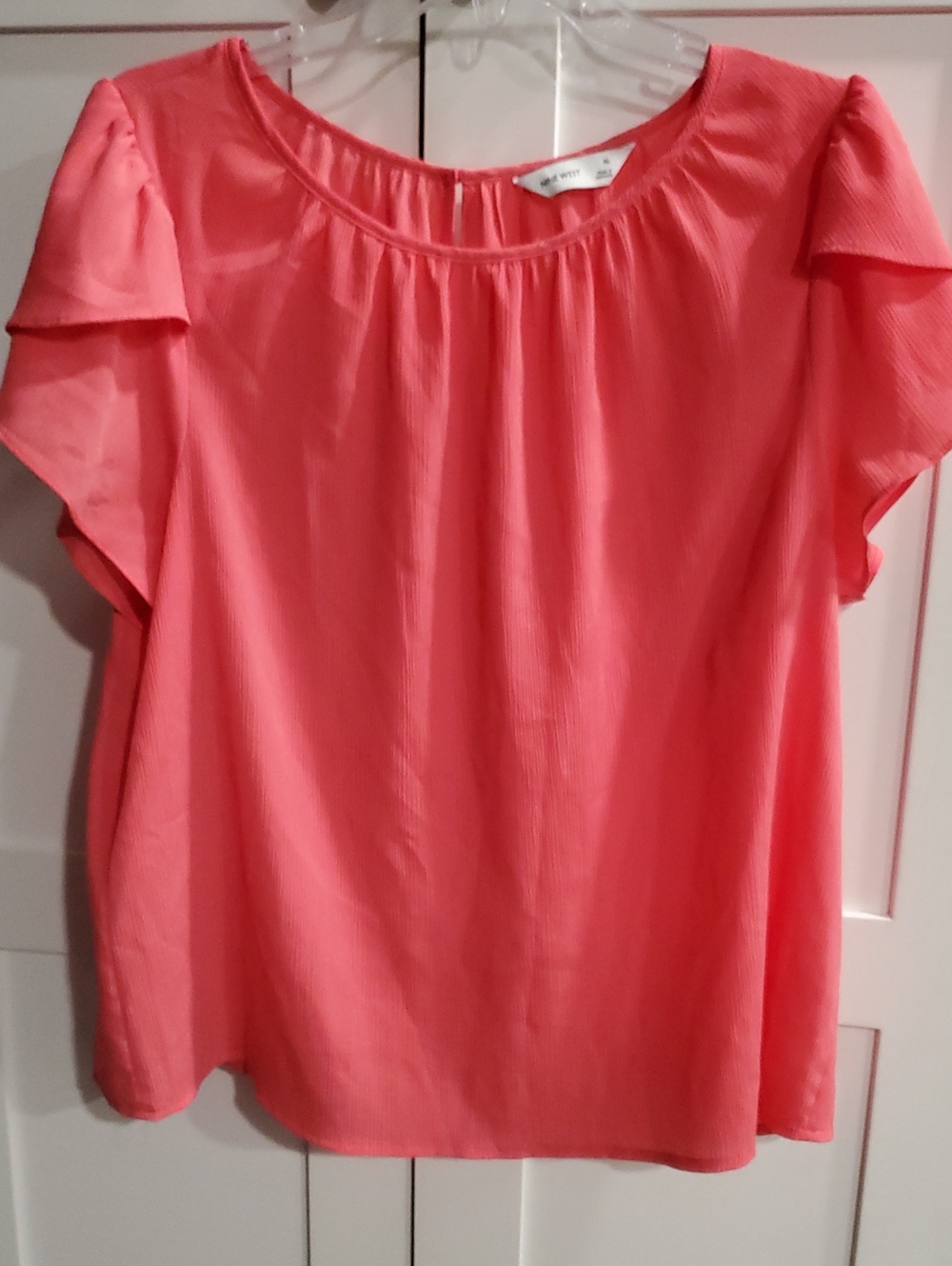 Nine West Coral Blouse with Flutter Sleeves